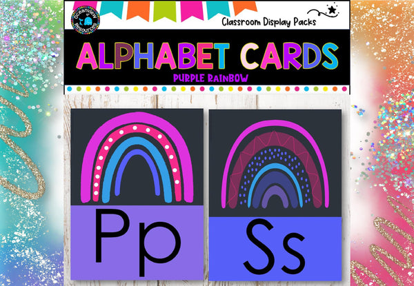 ALPHABET CARDS- Purple Rainbow Design