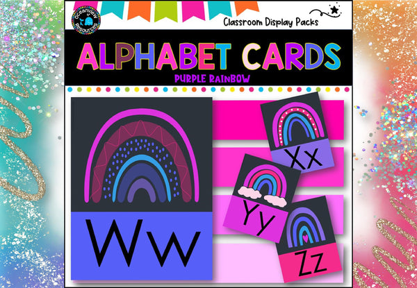 ALPHABET CARDS- Purple Rainbow Design