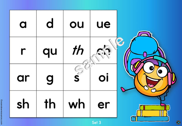 Bingo Cards- Complete set for initial sounds and Digraphs-