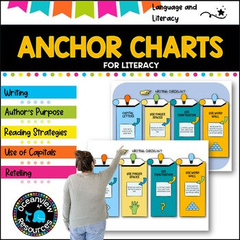 Anchor charts for literacy and language ideal for writing centers