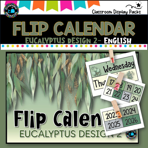 Perpetual Flip Calendars -dates, months, years - EUCALYPTUS 2 DESIGN