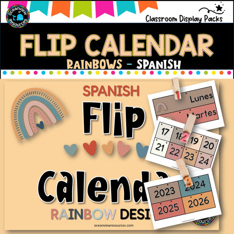 Perpetual Flip Calendars -dates, months, years - RAINBOW DESIGN-SPANISH