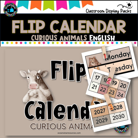 Perpetual Flip Calendars -dates, months, years - CURIOUS ANIMALS