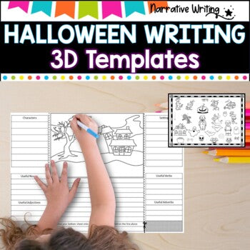 Halloween Narrative writing l 3D Template l templates and scaffolds
