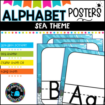 Sea Themed Alphabet Posters with no picture clues.