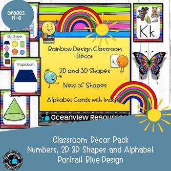 2D, 3D and Alphabet Posters - Rainbow Striped Design