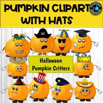 Pumpkin Faces - Cartoon Style WITH HATS.