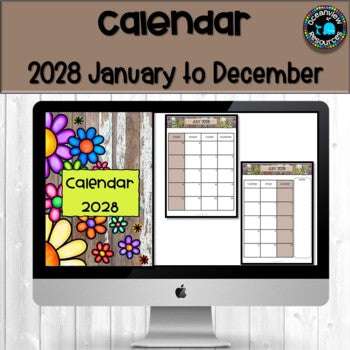 2028 Calendar Editable-January to December