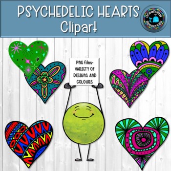 Psychedlic Design Hearts - Clipart