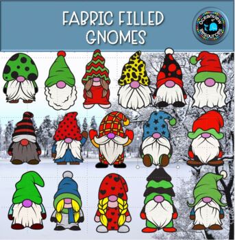 Scandinavian Gnomes (with fabric textures) Clipart set