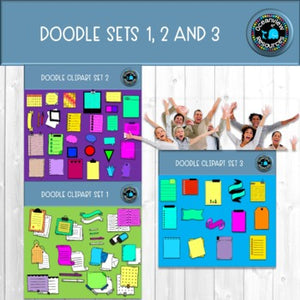 Doodle Bundles 1, 2 and 3 CLIPART in both color and black and white