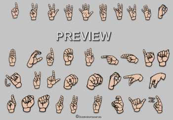 ASL Sign language clipart Alphabet and numbers 0-9