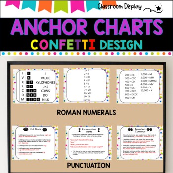 ANCHOR CHARTS I X, Roman Numerals, Continents, Punctuation | CONFETTI DESIGN