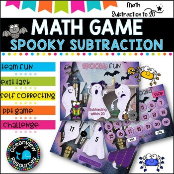 SUBTRACTION WITHIN 20 l PowerPoint Team Game l Spooky Fun