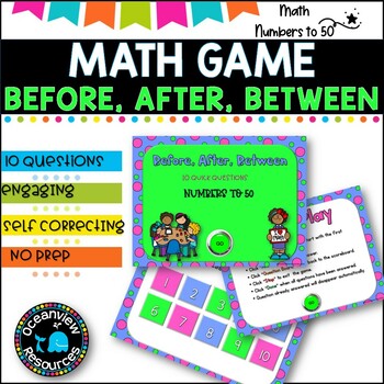 NO PREP MATH GAME l BEFORE, AFTER, BETWEEN to 50 l POWERPOINT GAME