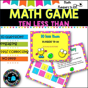 NO PREP MATH GAME l TEN LESS THAN- numbers to 100 l POWERPOINT GAME
