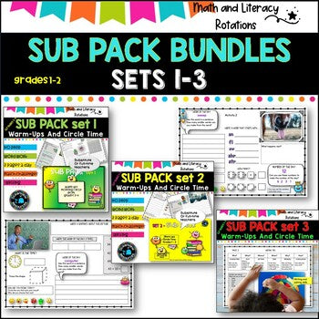Emergency SUB PACKS/PLANS No Prep  Numeracy and literacy groups Grades 1-2