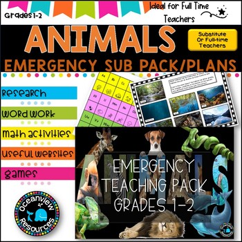 Grade 1-2 Emergency Sub Plans/SUB Pack  (Animals)